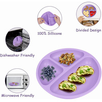 Ensemble de salle à manger moderne pour enfants-Assiettes à repas en silicone de qualité alimentaire, motif de dessin animé écologique, ventouses, bols complémentaires