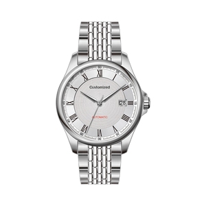 Montre mécanique pour <span class=keywords><strong>homme</strong></span> avec cadran bleu océan de 40 mm, boîtier et bracelet en acier inoxydable 316L plaqué or vintage, logo <span class=keywords><strong>Costume</strong></span> - Product Image 4