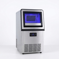 Machine à glaçons commerciale en acier inoxydable avec compresseur et pompe à eau, capacité quotidienne de 32 kg, stockage de 12 kg, 110 V, machine autonome