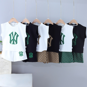 Conjunto de Roupas Infantis Verão Novos Meninos Bebê de Manga Curta T-shirt <span class=keywords><strong>Shorts</strong></span> Duas Peças Conjunto Esportivo de Lazer Infantil