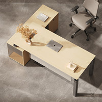 E0 Bureau de direction compact en métal personnalisable et écologique, structure en L, mobilier de bureau avec armoire de rangement, livraison porte-à-porte