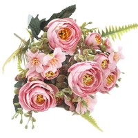 Bouquet de roses artificielles et pivoines réalistes en soie de style européen, écologiques, taille personnalisée, OEM/ODM pour la décoration intérieure