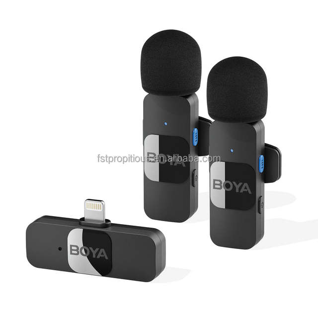 BY-V2 20 Wireless Lavalier Microphone for iPhone iPad Phone Omnidirectional External Mini Lapel Lightning Microphone for iPhone
