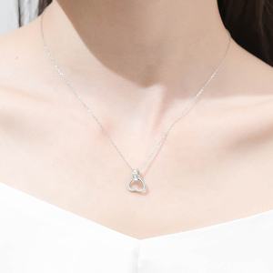 Collier en argent sterling 925 pour femmes, pendentif en forme de cœur de diamant ajouré, couleur or rose, tendance, ML50 - Product Image 4