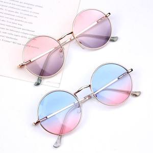 Retro Metal <b>Round</b> <b>Frame</b> Sunglasses Gradient Color UV400 Protection For Kids Unisex Cycling Party Wear Light Weight - Product Image 3