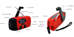 Radio d'urgence AM/FM à manivelle Zowie 086, lampe torche 2000mAh, alarme SOS, haut-parleur intégré pour utilisation en cas de survie - Product Image 4