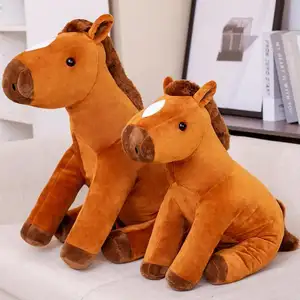 Wholesale Custom Factory Soft Toy Large Size Animal Shaped Pillows White Brown Stuffed Plush Horse Toys