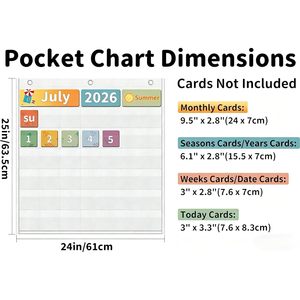 Calendario de bolsillo para el aula, 45 bolsillos, mensual, en blanco, esenciales para el maestro, uso escolar - Product Image 2