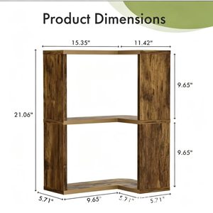 Wooden <b>corner</b> bookshelf, wall-mounted simple bookcase, home decoration storage rack, multi-layer <b>corner</b> storage <b>cabinet</b> - Product Image 1