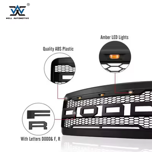 F250 F350 F450 F550 2005년 이상용 슈퍼 듀티 랩터 그릴, 앰버 LED 라이트 포함, 무광 블랙, 압축 프론트 그릴 4KG - Product Image 6