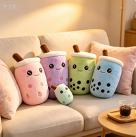 Populaire knuffeldier pluche speelgoed bubble tea beker pop met fruit schattig aangepast logo groot kussen PP katoenen vulling voor wasbare cadeaus