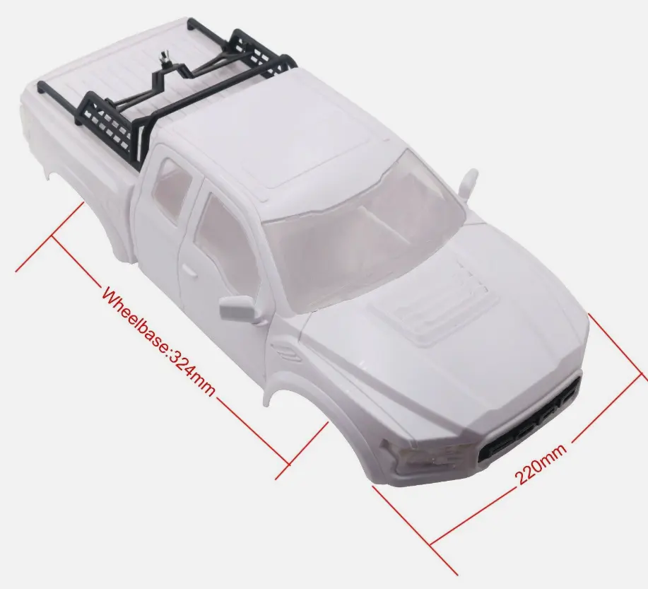 KYX 1/10 RC क्रॉलर कार पार्ट्स ABS हार्ड बॉडी 325mm व्हीलबेस TRX-4 डेडेंडर फोर्ड रैप्टर पिक अप के लिए