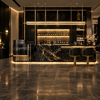 Goldene Stilvolle Luxus-Salon-Ausstellungsmöbel Maßgefertigte Schwarze Vitrine LED-Beleuchtung Umweltfreundliches Wasserdichtes Innendesign