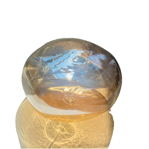 Pantalla de Lámpara de Vidrio Redonda Transparente con Diseño Chino Antiguo, Rosca G9, Acabado Dorado Irregular, Venta al Por Mayor - Product Image 1