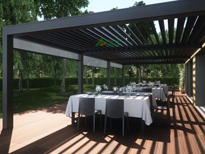 Pergola biologique moderne de haute qualité en métal pour balcon extérieur avec couverture de pergola électrique rétractable en aluminium imperméable - Product Image 5