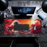 Tapis de Souris Gaming Classique Grand Format 90*40CM, Tapis de Bureau Esports Antidérapant avec Base en Caoutchouc, Design Anime Yokai, Tapis de Table Étendu en Stock