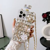 Coque de téléphone de luxe avec diamants et cordon, étui en cristal pour iPhone 17 16 15 14 13 12 11 Pro Max Samsung S25 S24 S23