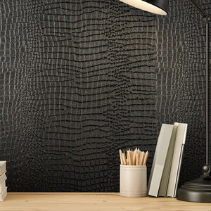 Papel Tapiz Decorativo Autoadhesivo, Fácil de Limpiar, Impermeable con Patrón Piel de Cocodrilo Negro, Papel Tapiz para el Hogar - Product Image 1