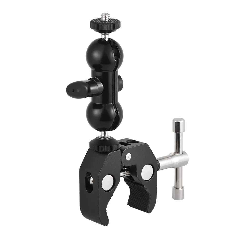 Multi-Function Double Ball Adapter Magic Arms+ 1/4" 360 Rotating Bracket Mount Super Clamp For DSLR Rig LCD Monitor