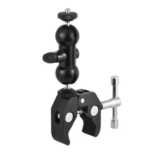 Multifunctionele Dubbele Bal Adapter Magic Armen 1/4 "360 Rotating Bracket Mount Super Clamp Voor Dslr Rig lcd Monitor