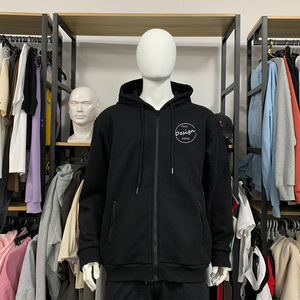 เสื้อฮู้ดกระเป๋าป้องกันการเกิดรอยเย็บโลโก้แบบดั้งเดิมมีซิปแบบลำลองแบบเต็มโอเวอร์ไซส์ - Product Image 5