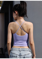 Top Corto de Yoga para Mujer 2026, Informal, Transpirable, de Punto, con Cuello Redondo, Tirantes Finos, Primavera-Verano, Spandex/Poliéster