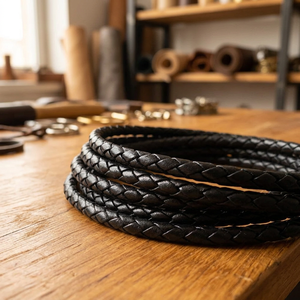 Braided <b>Leather</b> Cord for Jewelry Making Necklace <b>Bracelets</b> Fashion Accessories All Sizes and Colors Full-Grain Original <b>Leather</b> - Product Image 1