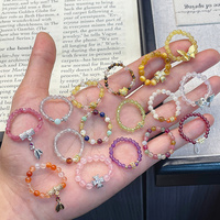 Heilkristall-Stein Handgefertigter Bunter Perlenring Schmuck DIY Elastischer Ring für Frauen