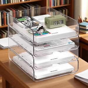 1 pezzo di supporto per organizzatore Desktop impilabile trasparente e vassoio di carta per la conservazione <span class=keywords><strong>da</strong></span> <span class=keywords><strong>scrivania</strong></span> - Product Image 2