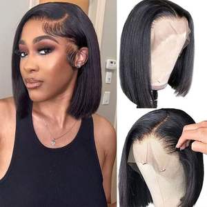 도매 250 밀도 짧은 밥 스트레이트 10 12 14 16 인치 레이스 프론트 가발 HD 레이스 정면 가발 13x4 인모 가발 - Product Image 4