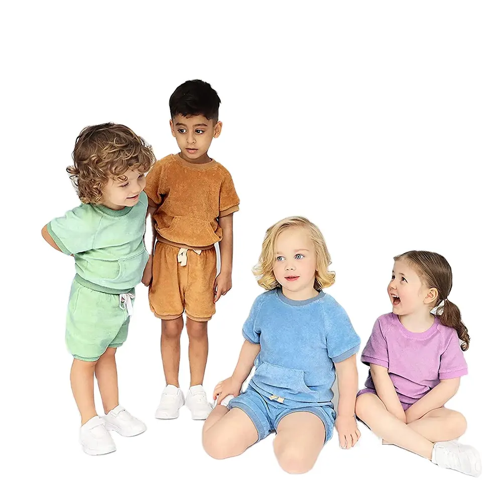 KTFS Date INS Enfants Filles Tenues Printemps Cordon Élastique Pantalon 2pcs Enfants Costumes Serviette Éponge Coton Enfants Garçons Ensembles