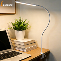 Lampe de bureau LED à col de cygne au design européen, simple, avec pince, gradation 10 niveaux, 3 températures de couleur, alimentation CC pour salon et bureau