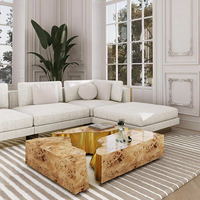 Table basse rectangulaire de luxe, table basse moderne en acier inoxydable pour villa et manoir, table centrale design