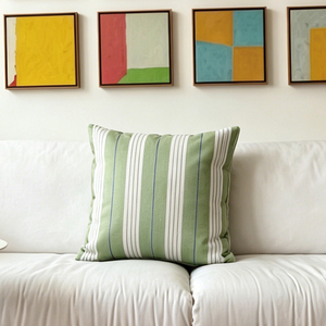 Modern Farmhouse <strong>Sage</strong> Stripe Throw <strong>Cushion</strong> <strong>Cover</strong>, Soft Durable Polyester Pillow Cases for Couch Living Room Decoration - Product Image 6