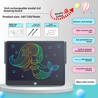 Tablette d'écriture numérique LCD 16 pouces pour enfants, tableau à gribouiller rechargeable avec fonctions d'effacement, bloc-notes graphique