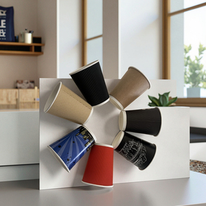 Wholesale Factory 12Oz Eco-Friendly Disposable Coffee Cups Customized Cold Hot Beverage Paper Cups Printed Double Wall for Wine