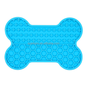 Alfombrilla de Silicona para Lamer para Mascotas, Diseño Único 2023, Forma de Hueso, Color Azul, Segura, Limpia, de Silicona, Anti-Asfixia, para Perros - Product Image 1