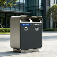 Poubelle de tri publique étanche en acier inoxydable 201 à double compartiment 147L pour projets de voirie et aménagement paysager