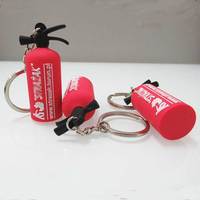 Porte-clés 3D en PVC souple en forme de bouteille d'extincteur, porte-clés 3D en caoutchouc PVC personnalisés pour cadeaux, porte-clés promotionnels en PVC