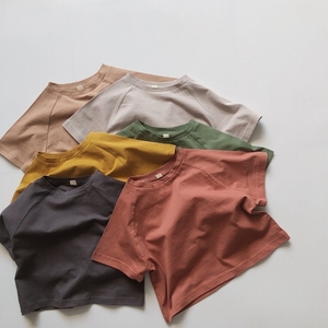 T-shirts unis pour enfants, garçons, filles, bébés, tout-petits, vêtements en coton de couleur unie, t-shirt oversize pour garçon - Product Image 4