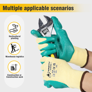 XINGYU قفازات يد قطنية مطلية باللاتكس مبطنة بالمقياس 10 قفازات عمل من اللاتكس والقطن الأصفر والأخضر واللاتكس - Product Image 4