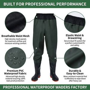 Pantalons de pêche en PVC Senshuo, imperméables, résistants, pour la pêche, la <span class=keywords><strong>chasse</strong></span>, l'agriculture, semelle rouge, cordon de serrage, pantalons de travail en maille pour hommes - Product Image 2