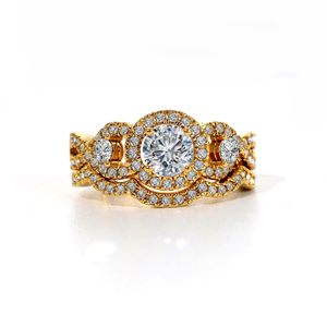 1CT Cubic Zirconia Wedding <b>Ring</b> <b>Set</b> for Women & <b>Men</b> Yellow Gold Plated Bridal Couple <b>Rings</b> Elegant Wedding Band - Product Image 2