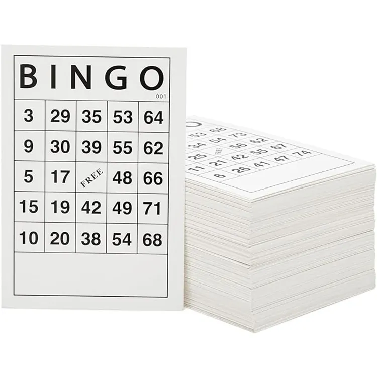 Bingo-Spiel-Lieferant Herstellung kundenspezifische 5-Blattsamerikanische Spiele gemischte Farben wiederverwendbare Bingo-Papierspielkarten