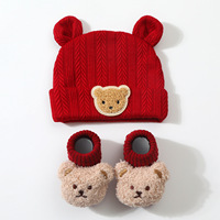Ensemble de chaussettes et bonnet pour nouveau-né, mignonnes chaussettes pour bébés filles et garçons avec dessin animé 3D, chaussettes en coton pour bébés de couleur unie