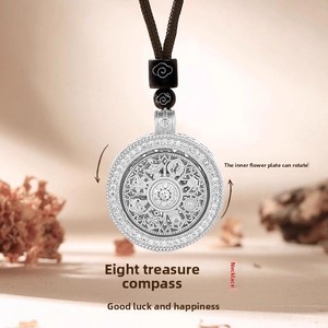 <b>Copper</b> Gold Plated Necklace With <b>Chain</b> Rotating Zircon Pendant-Light Luxury Ethnic Lovers Versatile Easy Style B735 Rotating Com - Product Image 1