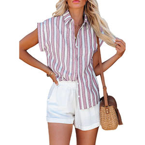 Camisas a rayas sueltas informales para mujer, camisas <span class=keywords><strong>de</strong></span> gran tamaño Vintage <span class=keywords><strong>de</strong></span> verano <span class=keywords><strong>2023</strong></span> para mujer, <span class=keywords><strong>blusas</strong></span> elegantes <span class=keywords><strong>de</strong></span> <span class=keywords><strong>moda</strong></span> para jóvenes y mujeres - Product Image 3