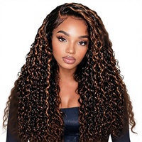 Perruque frontale HD en dentelle Soyang 1B/30 marron/blond avec reflets, sans colle, ondulée, 7x7, 22 pouces, densité 210%, pré-épilée et pré-coupée