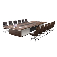 Table de conférence rectangulaire moderne de luxe industrielle pour bureau, 12 places, avec ensemble de chaises écologiques et durables pour usage commercial