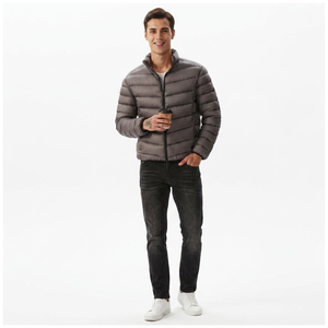 Veste d'hiver matelassée à col montant en toile tendance pour hommes, style streetwear, avec logo personnalisé, haute qualité, nouveau design - Product Image 1